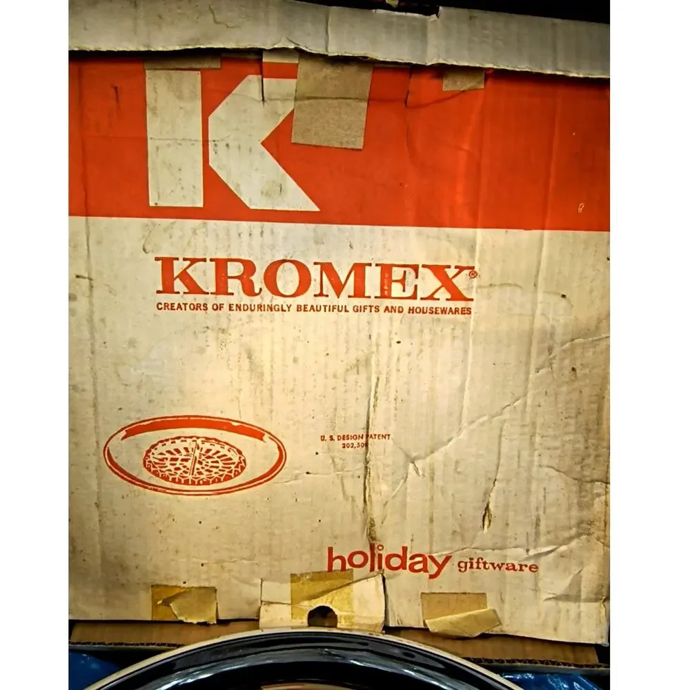 2064. Nearly New Vintage Kromex Round Chrome Serving Platter 12.75 Inches MCM